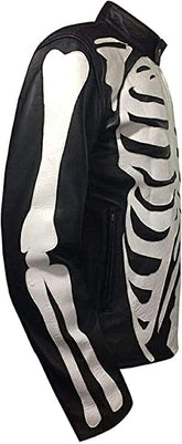 Premium Quality Skeleton Bones Halloween Cosplay Costume Real Leather Jacket